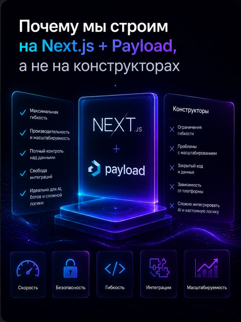 Почему мы строим на Next.js + Payload, а не на конструкторах
